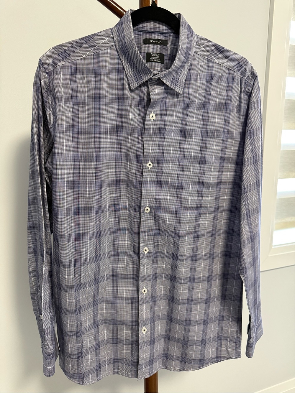 RW&CO. Blue and White Plaid Dress Shirt
